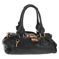 【原宿店限定】クロエ Chloe パディントン ハンドバッグ レザー ブラック ゴールド レディース am9217V