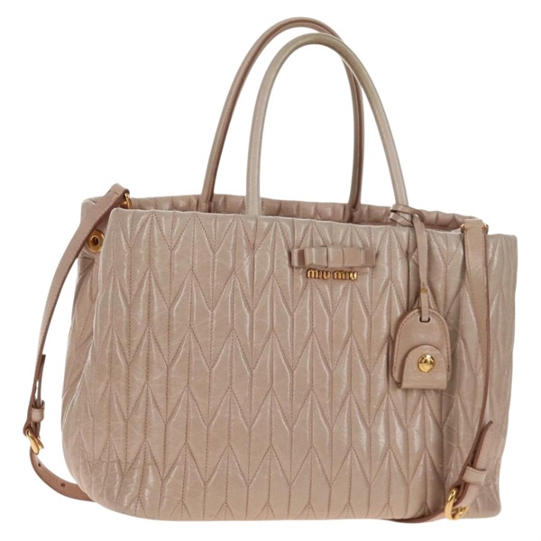 【原宿店限定】ミュウ ミュウ Miu Miu ハンドバッグ レザー 2way ゴールド レディース am9331V