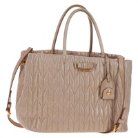 【原宿店限定】ミュウ ミュウ Miu Miu ハンドバッグ レザー 2way ゴールド レディース am9331V
