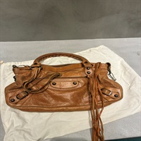 BALENCIAGA ファースト クラシック ハンドバッグ マロンブラウン マットゴールド レザー