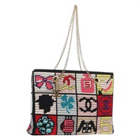 【原宿店限定】シャネル CHANEL ショルダーバッグ チェーン アイコンモチーフ ウール レザー マルチカラー ゴールド レディース 130674M