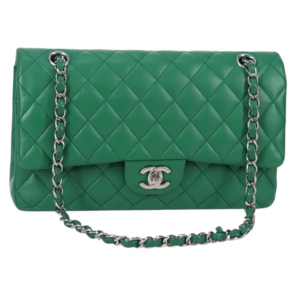 【原宿店限定】シャネル CHANEL ショルダーバッグ マトラッセ チェーン ラムスキン グリーン シルバー レディース 134857M