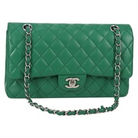 【原宿店限定】シャネル CHANEL ショルダーバッグ マトラッセ チェーン ラムスキン グリーン シルバー レディース 134857M