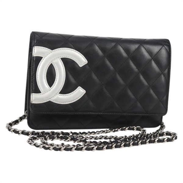 【原宿店限定】シャネル CHANEL ショルダーバッグ マトラッセ カンボンライン チェーン ラムスキン ブラック シルバー レディース 135276V