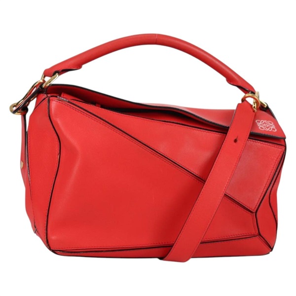 【原宿店限定】ロエベ LOEWE ショルダーバッグ パズルバッグ レザー レッド ゴールド レディース 136287V