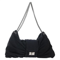 【原宿店限定】シャネル CHANEL ショルダーバッグ 25.5 チェーン パイル ブラック レディース 136540V