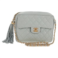 【原宿店限定】シャネル CHANEL ショルダーバッグ マトラッセ チェーン ラムスキン ライトブルー ゴールド レディース 140125V