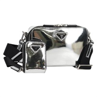 【原宿店限定】プラダ PRADA ショルダーバッグ レザー シルバー 2VH070 レディース 142285M