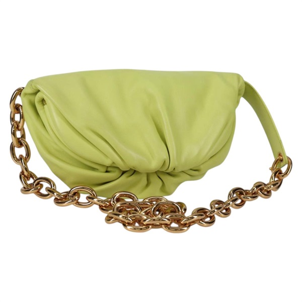 【原宿店限定】ボッテガヴェネタ BOTTEGAVENETA ショルダーバッグ チェーン レザー ライムグリーン ゴールド レディース 142289M