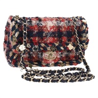 【原宿店限定】シャネル CHANEL ショルダーバッグ マトラッセ チェーン ツイード レッド ゴールド レディース 142564M