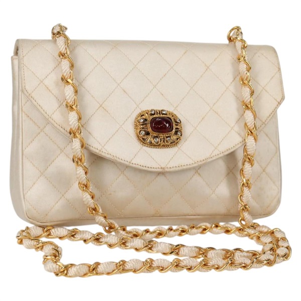 【原宿店限定】シャネル CHANEL グリボア ショルダーバッグ マトラッセ チェーン サテン ゴールド レディース 142689V