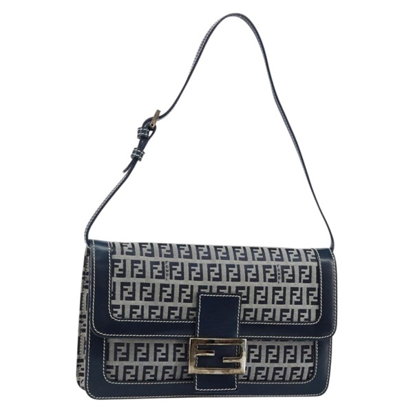 【原宿店限定】フェンディ FENDI マンマバゲット ショルダーバッグ ズッキーノキャンバス ネイビー シルバー レディース 143158V