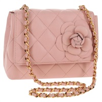 【原宿店限定】シャネル CHANEL ショルダーバッグ マトラッセ カメリア チェーン レザー ピンク ゴールド レディース 144882V