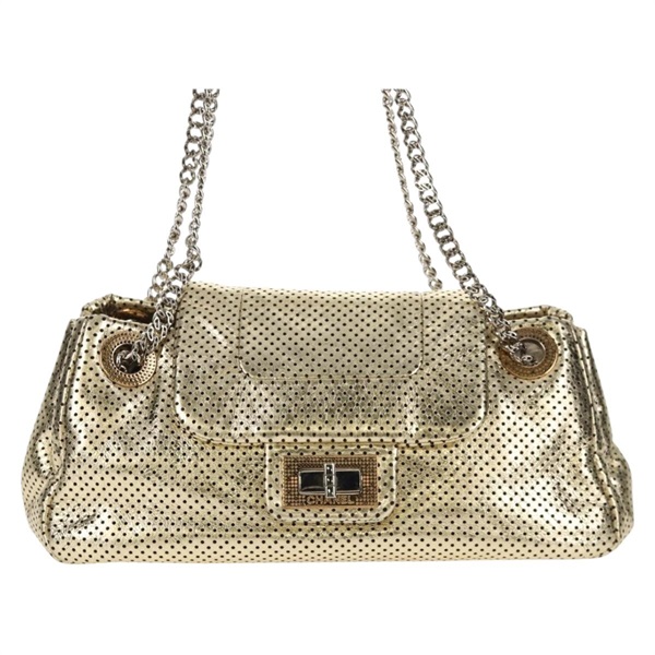 【原宿店限定】シャネル CHANEL ショルダーバッグ チェーン パンチングレザー ゴールド レディース BA5888V