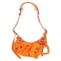 【原宿店限定】バレンシアガ BALENCIAGA ル カゴールXS ショルダーバッグ レザー オレンジ シルバー 671309 レディース 128191M