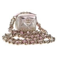 【原宿店限定】シャネル CHANEL ショルダーバッグ マトラッセ チェーン ラムスキン ピンク ゴールド レディース 135407M