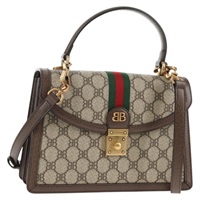 【原宿店限定】グッチ GUCCI ショルダーバッグ バレンシアガコラボ ウェブシェリーライン PVC ベージュ ゴールド 680119 レディース 135820SM