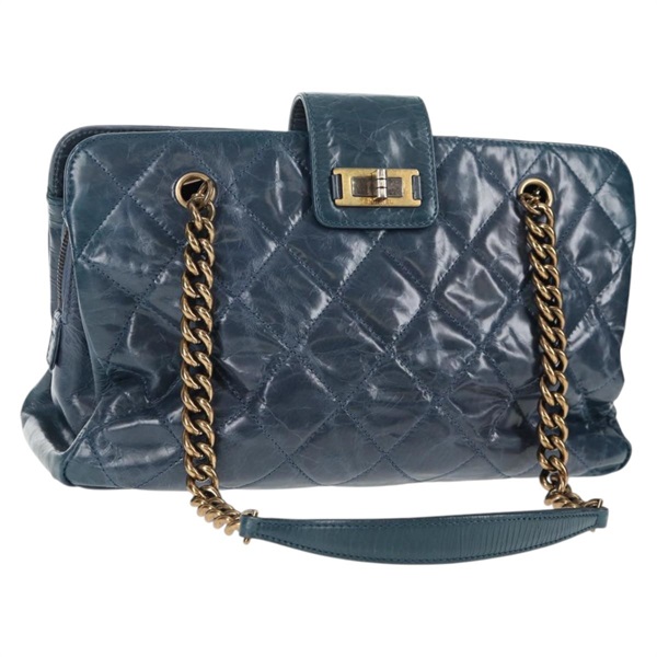 【原宿店限定】シャネル CHANEL ショルダーバッグ マトラッセ チェーン レザー ブルー レディース 137232V