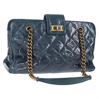 【原宿店限定】シャネル CHANEL ショルダーバッグ マトラッセ チェーン レザー ブルー レディース 137232V