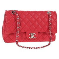 【原宿店限定】シャネル CHANEL ショルダーバッグ チェーン キャビアスキン レッド シルバー レディース 139978M