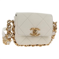 【原宿店限定】シャネル CHANEL ショルダーバッグ チェーン マトラッセ ラムスキン ホワイト ゴールド レディース 140124M