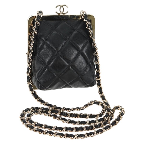 【原宿店限定】シャネル CHANEL ショルダーバッグ マトラッセ チェーン ラムスキン ブラック ゴールド AP2496 レディース 141137M