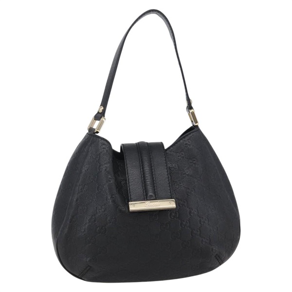 【原宿店限定】グッチ GUCCI ショルダーバッグ GGキャンバス グッチシマ レザー ブラック ゴールド 233608 レディース 144630V