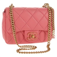 【原宿店限定】シャネル CHANEL ショルダーバッグ ミニマトラッセ17 シングルフラップ チェーン ラムスキン ピンク ゴールド AS3114 レディース 144652M