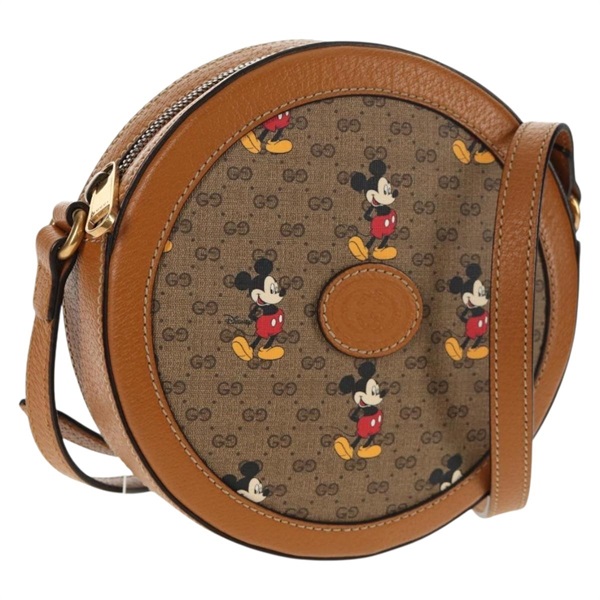 【原宿店限定】グッチ GUCCI ショルダーバッグ マイクロGGスプリーム ディズニーコラボ PVC ベージュ ゴールド 603938 レディース 146131M