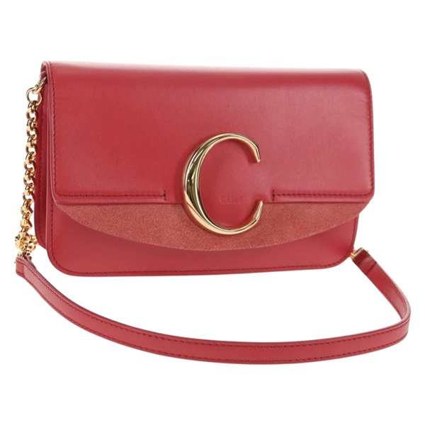 【原宿店限定】クロエ Chloe ショルダーバッグ チェーン レザー ピンク ゴールド 01 20 45 65 レディース am9184V