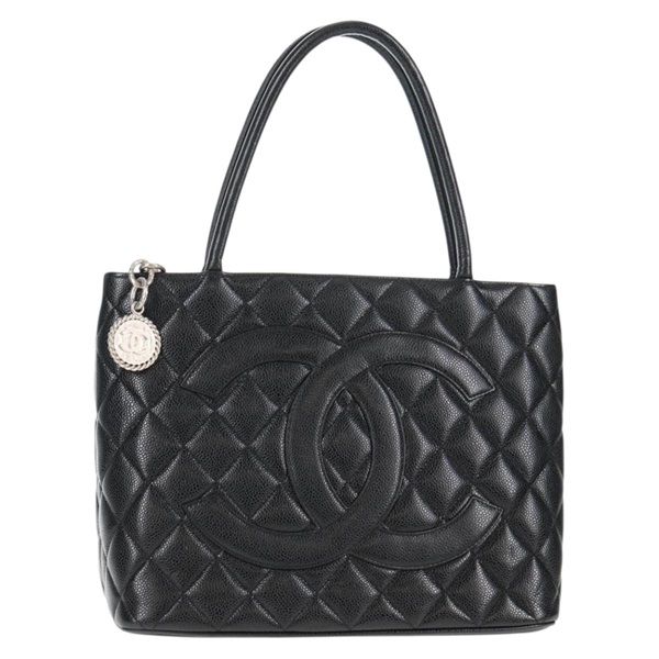 【原宿店限定】シャネル CHANEL トートバッグ マトラッセ 復刻 キャビアスキン ブラック シルバー レディース ac3878V