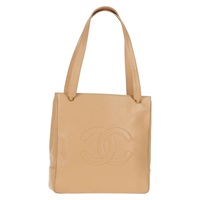 【原宿店限定】シャネル CHANEL トートバッグ ココマーク キャビアスキン ベージュ ゴールド レディース 143815V