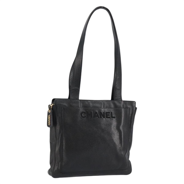 【原宿店限定】シャネル CHANEL トートバッグ キャビアスキン ブラック ゴールド レディース 144423V