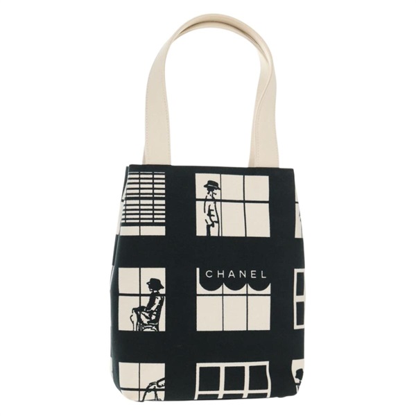 【原宿店限定】シャネル CHANEL トートバッグ キャンバス ブラック ゴールド レディース 145125V