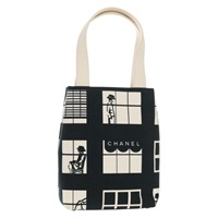【原宿店限定】シャネル CHANEL トートバッグ キャンバス ブラック ゴールド レディース 145125V