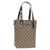【原宿店限定】グッチ GUCCI トートバッグ GGスプリーム PVCレザー ベージュ シルバー 189897 レディース yk19708V