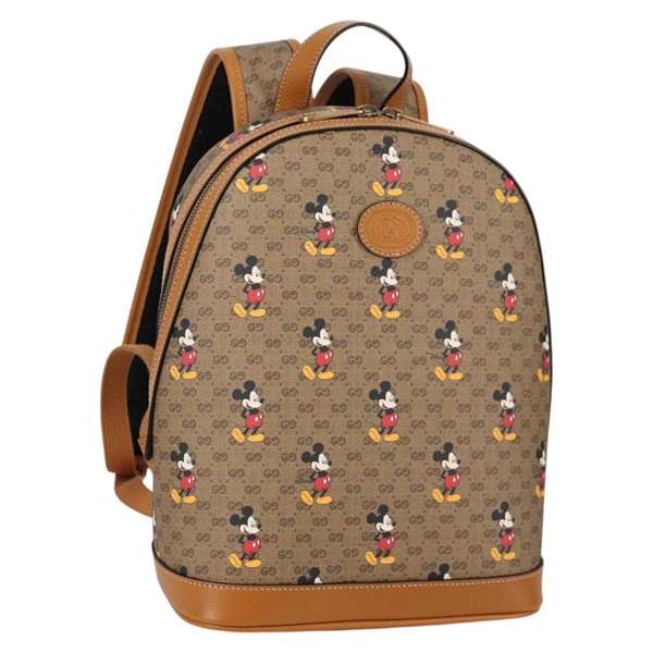 【原宿店限定】グッチ GUCCI バックパック マイクロGGスプリーム ディズニーコラボ PVC ベージュ ゴールド 552884 レディース 137237M