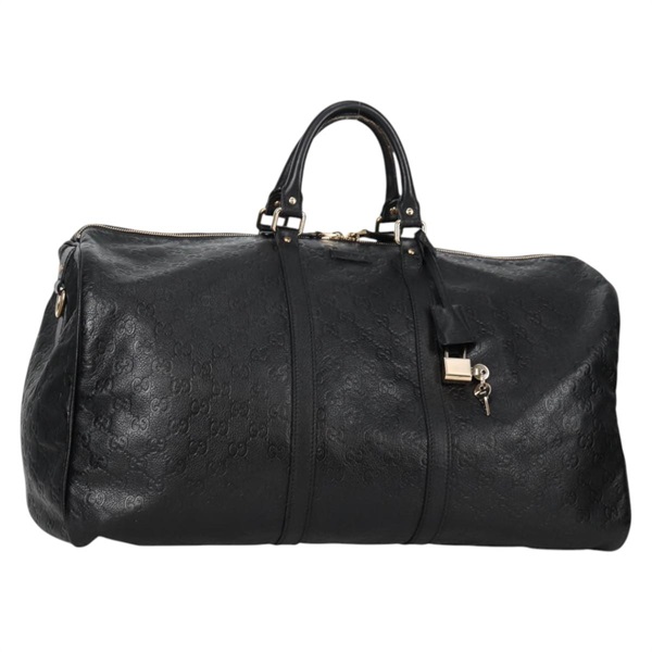 【原宿店限定】グッチ GUCCI ボストンバッグ GGキャンバス グッチシマ レザー ブラック ゴールド 206500 レディース 141974V