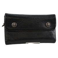 【原宿店限定】クロムハーツ Chrome Hearts 長財布 ウェーブ　クロスボール レザー ブラック レディース 136316M