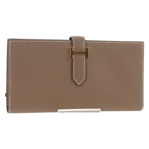【原宿店限定】エルメス HERMES ベアンスフレ 財布 レザー ベージュ ゴールド レディース 139050M