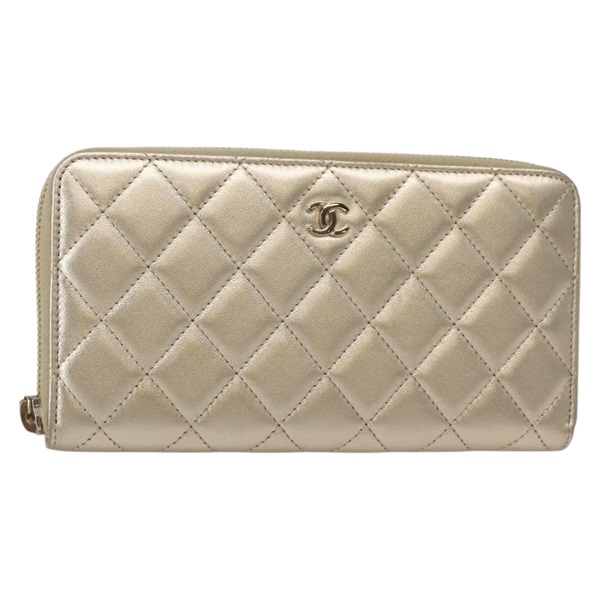 【原宿店限定】シャネル CHANEL 長財布 マトラッセ ラムスキン ゴールド レディース 142367M