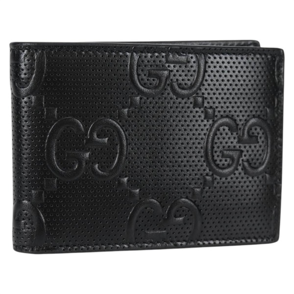 【原宿店限定】グッチ GUCCI 二つ折り財布 GGエンボス ブラック 625559 レディース 141453M