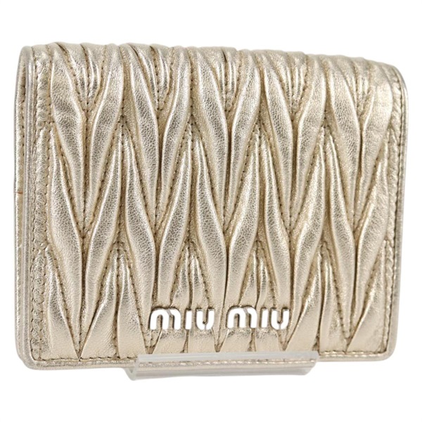 【原宿店限定】ミュウ ミュウ Miu Miu 財布 マテラッセ レザー ゴールド レディース 141809V