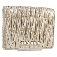 【原宿店限定】ミュウ ミュウ Miu Miu 財布 マテラッセ レザー ゴールド レディース 141809V