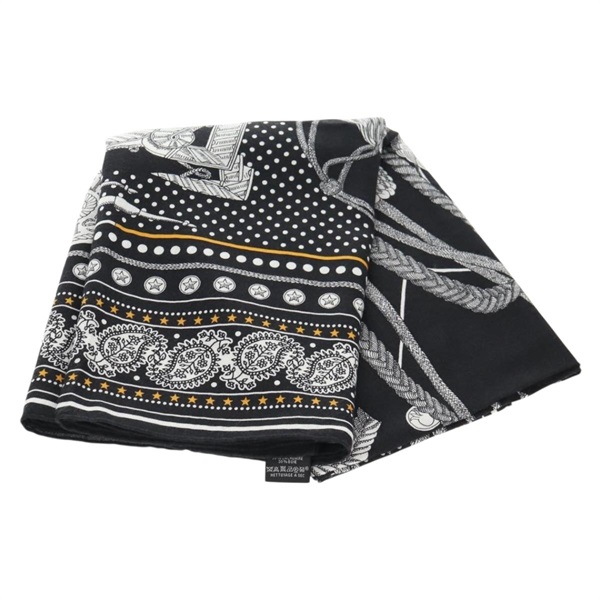 【原宿店限定】エルメス HERMES カレ ジュアン 140 スカーフ ”Zouaves et Dragons” カシミア ブラック レディース 139048M