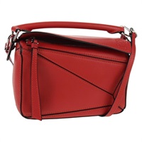 【原宿店限定】ロエベ LOEWE パズル ハンドバッグ レザー 2way レッド シルバー レディース 140356M
