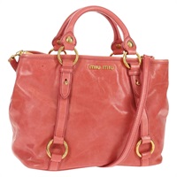 【原宿店限定】ミュウ ミュウ Miu Miu ハンドバッグ レザー 2way ピンク ゴールド レディース yk19717V