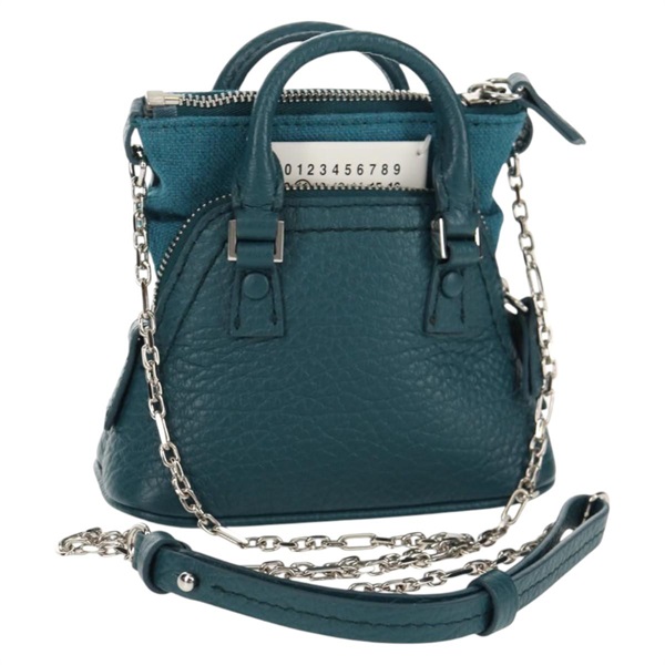 【原宿店限定】ハンドバッグ Maison Margiela ミニ レザー 2way ブルー シルバー レディース 128504M