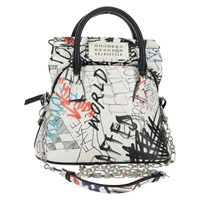 【原宿店限定】ハンドバッグ Maison Margiela チェーン レザー 2way ホワイト ブラック レディース 128505M