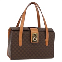 【原宿店限定】セリーヌ CELINE ハンドバッグ マカダムキャンバス PVCレザー 2way ブラウン ゴールド レディース 134331V